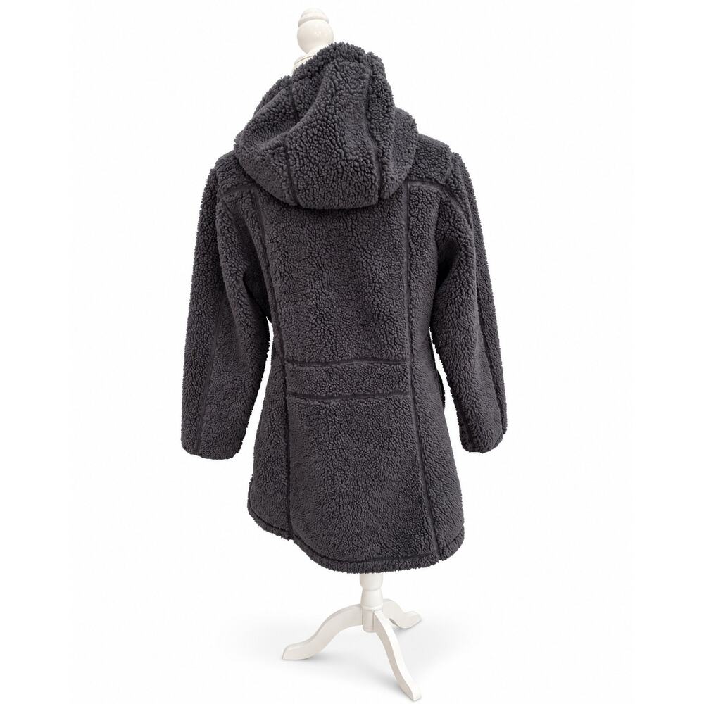 L.L.Bean Mountain Pile Fleece Coat M Gray Sherpa Hooded Gorpcore Outdoor Casual - Picture 9 of 16